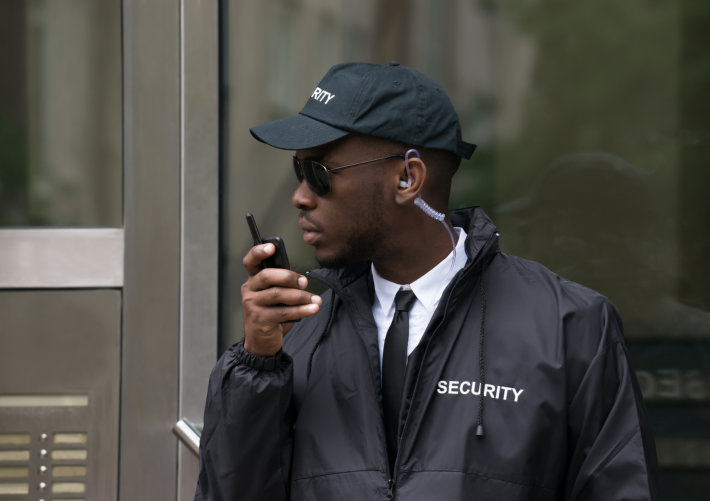 security man calling